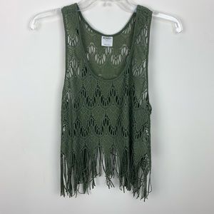 Intimately Free People Green Fringe Lace Cami